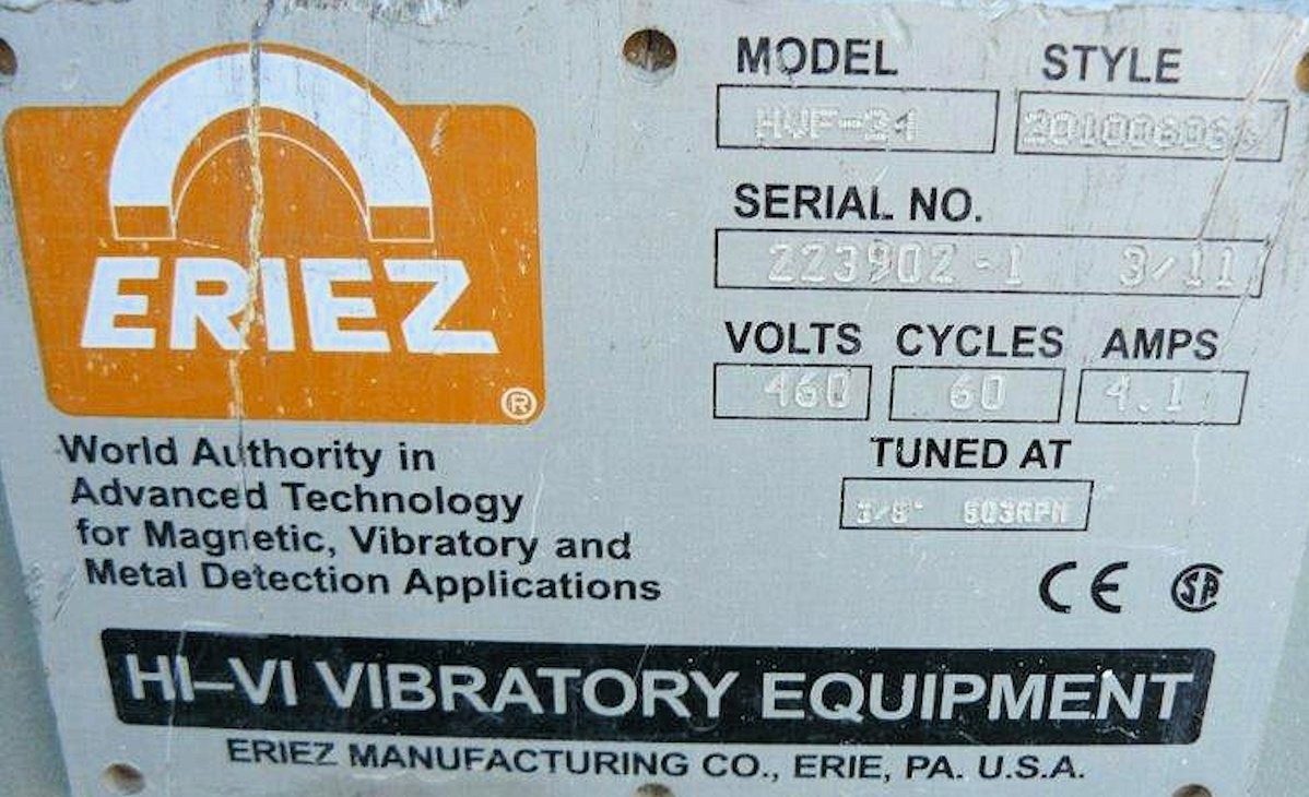 2 Units - Eriez Hi-vi Vibratory Equipment, Model Hvf-24, 24" W X 8' L Vibratory Pan Feeders)